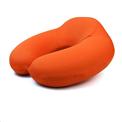 HLDUYIN Espuma De Memoria Almohada De Viaje En Forma De U En Forma De U Almohada Cervical De Carbón De Bambú Almohada Suave Tela Lavable Funda De Almohada - Avión Vuelo De Largo Recorrido,Naranja Cover