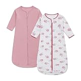 Miracle Baby Long Sleeve Sleep Sack 2-Pack, 100% Cotton Wearable Blanket Baby Sleeping Bag for Infant Toddler(Pink + Swan,12-18 Months)