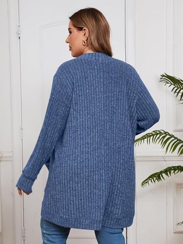 Image of BELAROI Women Plus Size Cardigan Sweater Fall Outfit | Open front long cardigan, lightweight sweater, versatile layering tops for fall winter, daily wear, outdoor, office clothes
