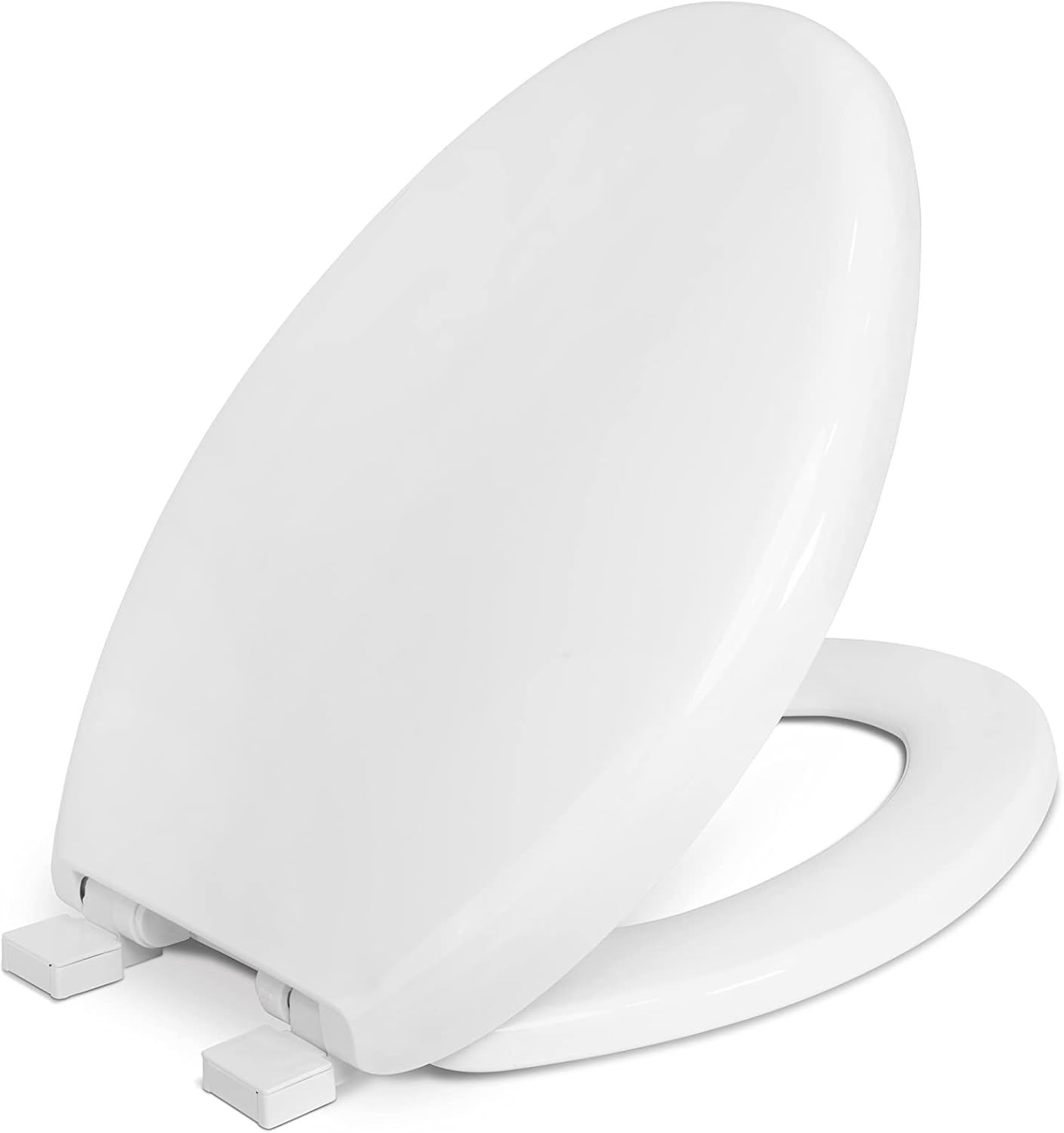Centoco Elongated Toilet Seat Soft Close, Closed Front with Telescoping Cover, Plastic, Made in the USA, 3850SC-001, White