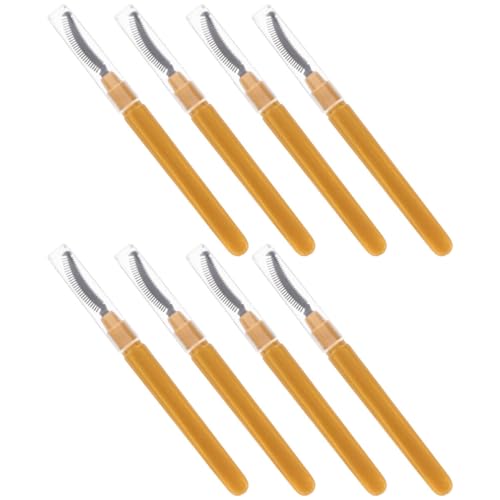 Lurrose Juego de 8 Varillas de Pestañas Aplicador de Cepillo de Silicona y Plástico Dorado para Aplicación Cómoda en Rutina de Belleza en Casa