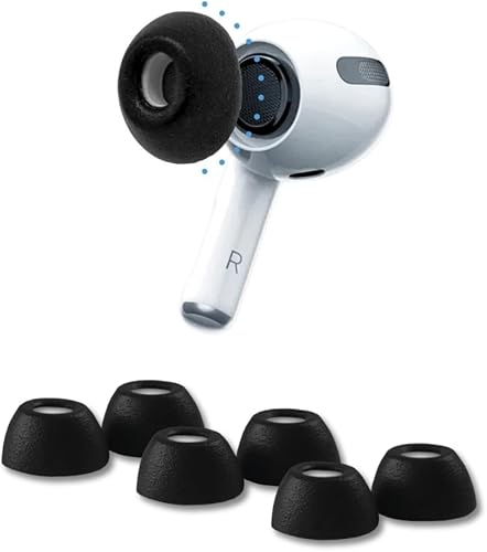 Comply Puntas de repuesto de espuma de edición limitada para Apple AirPods Pro 1 y 2, color negro, mediano (3 pares)