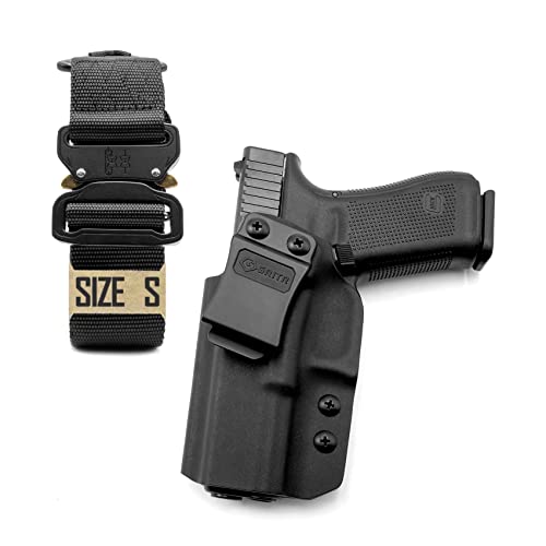 Gritr Iwb Kydex Left Hand Gun Holster Compatible With Glock 17 (Gen 1-5, G26/G19/G19X/G45/G34) And Tactical Nylon Webbing Duty Waist Gun Belt, Small #TOP17