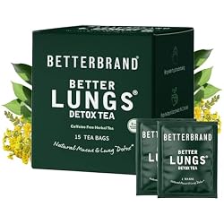 Betterbrand Mullein Tea Bags for Lung Detox - Respiratory Support with Thyme, Elderberry, Ginseng, Ginger, Caffeine Free Herbal Blend - 15 Tea Bags (Pack of 1)