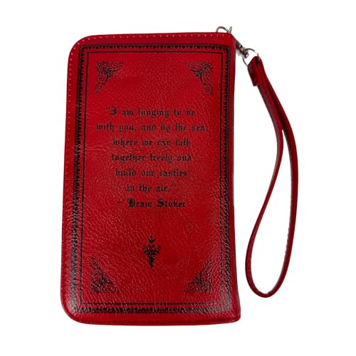 Image of Things2Die4 Women's Bifold Wallet Dracula Gothic Book Wristlet, Red 7 Inch