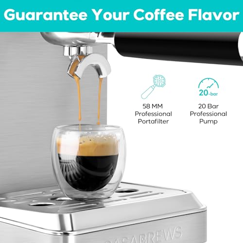 Image of CASABREWS Espresso Machines with Milk Frother, 20 Bar Espresso Maker with Hot Water Wand for Americano, Latte, Cappuccino, Espresso Coffee Machine with Adjustable Temperature, Gift for Women Men