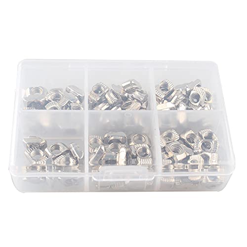HALJIA 100PCS M5 T Slot Nuts, Carbon Steel Nickel-plated T-Nut M5 for 2020 Series Aluminum Extrusion Profile - Image 2