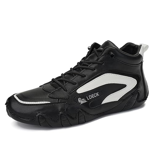 Explorer Hiking Shoes Soft Leather Slip On Shoes for Men Waterproof Casual Sneakers Non-Slip Breathable Chukka (Color : Black, Size : US11)