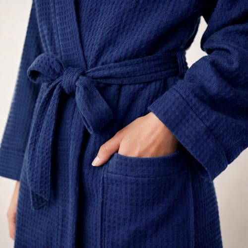 Brandsseller szlafrok damski i męski z bawełny, unisex, lekki porannik w splocie wafelowym, grantowy, XL