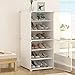 Cube Diy Shoe Rack,Organisateur De Rangement De Chaussures Portable Avec Portes,Étagères Réglables,Étagère à Chaussures Modulaire Empilable Pour Chambre à Coucher-Blanc. 44x32x96cm(17x13x38inch)