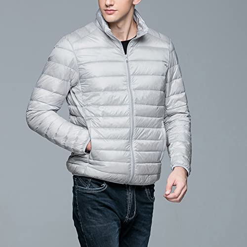 Veste d'hiver fine pour homme coupe-vent gris XL blouson chaud à capuche