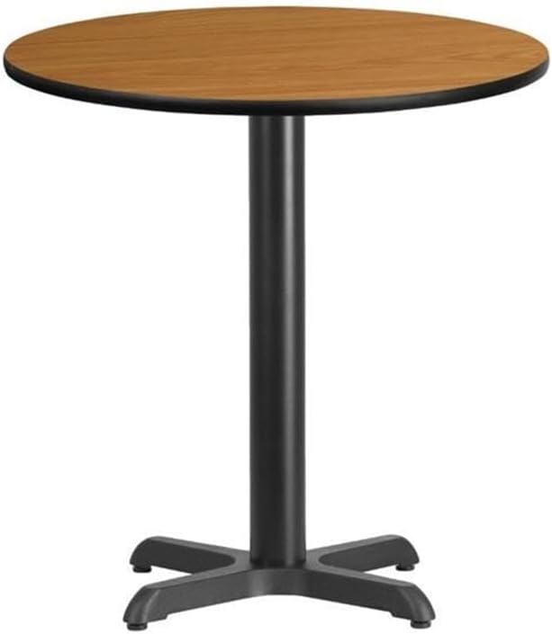 BOWERY HILL 24" Square Restaurant Dining Table, Black Natural Laminate Finish, 1.125" Thick Top, Melamine Core, Cast Iron Construction, Durable Indoor Dining Room or Hospitality Table