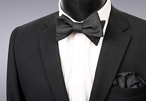 Alizeal – Conjunto masculino de gravata borboleta e lenço, 050 Black, 4