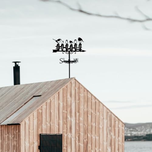 SUPERDANT Birds Weather Vane Bird Fence Metal Wind Vanes for Yard Black Weathervane Signs for Gardens Roof Mount Farmhouse Ourdoor Yard Shed Decoration - Thumbnail 6