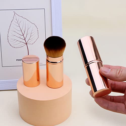 Unimeix Sunscreen Brush For Face Retractable Kabuki Brush Sunscreen Applicator For Kids Blush Brush Foundation Makeup Brushes For Liquid Makeup, Cream，Flawless Powder Gold，Round Top #TOP1