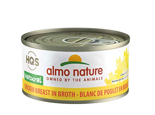 Almo nature HQS Natural - Chicken Breast in Broth Grain Free Wet Canned Cat Food (24 Pack of 2.47 oz/70g Cans)