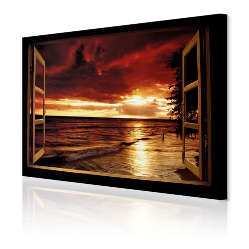 Peinture sur Toile Coucher de Soleil - Décoration Murale Haut de Gamme Mer et Ciel
