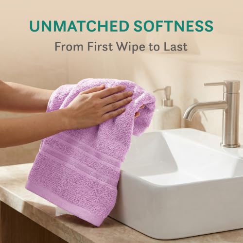 Image of MYTRIDENT Trident Hand Towels, 100% Cotton, Highly Absorbent, Super Soft, 2 Piece Hand Towel Set, 400 GSM, Hand Towel Set of 2, Gym - Spa Towel, Comfort Living Towel-Violet Sky