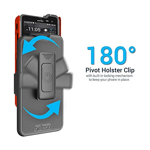 Sonim Xp8 Shell Case With Holster, Heavy Duty Belt Clip With Swivel Clip For Sonim Xp8 (At&T Firstnet Sprint Xp8800) Features: Secure Fit & Built-In Kickstand - Safety Orange #TOP6