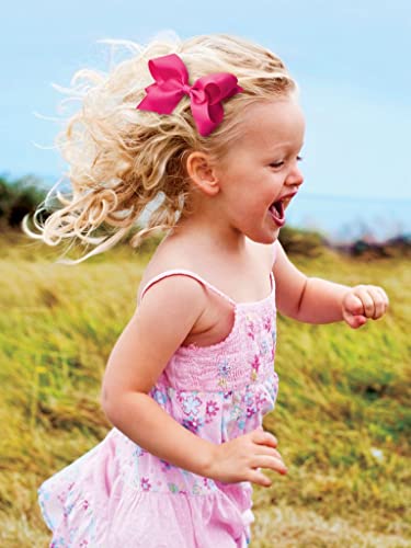 Wee Ones Girls' Classic Grosgrain Hair Bow On A Weestay Clip With Plain Wrap, Medium, Light Pink #TOP3