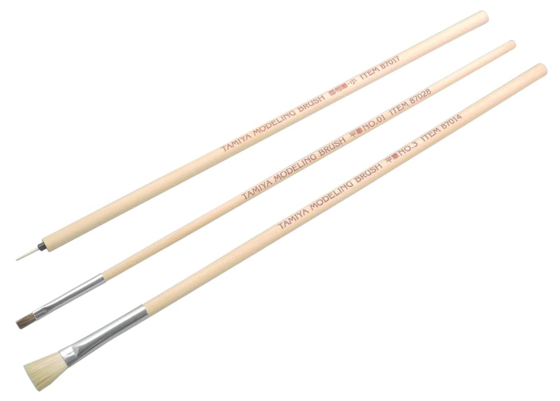 Set of 3 Tamiya Basic Assorted Modelling Brushes