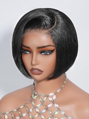 GPOP Short Bob Wig Human Hair Straight Glueless Wigs Human