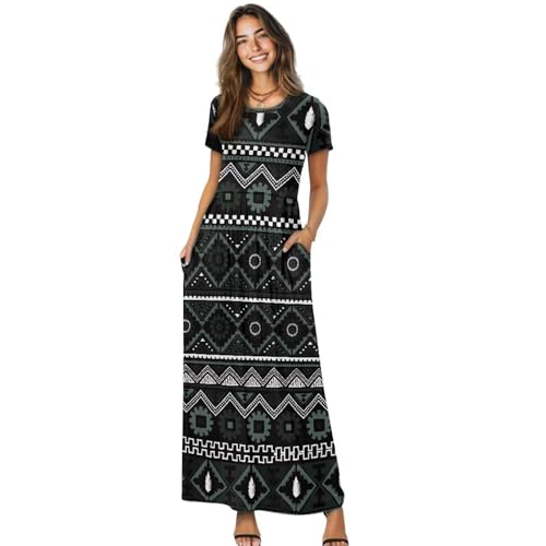 Aztec Dresses,Native American Clothing,Tribal Print Dress,Short Sleeve,s-4xl