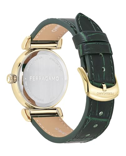Ferragamo Ferragamo Allure Collection Luxury Womens Watch Timepieces with a Green Strap and Dial Featuring a IP Yellow Gold Case3