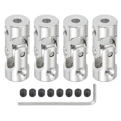 PATIKIL Universeller Wellenkupplung Drehbarer 3mm bis 3,2mm ID, 4 Stück Kardangelenk U Gelenke Kupplungsverbinder Zubehör mit M3 Schrauben Kugelgelenk für Anhänger Motor Modell Roboter