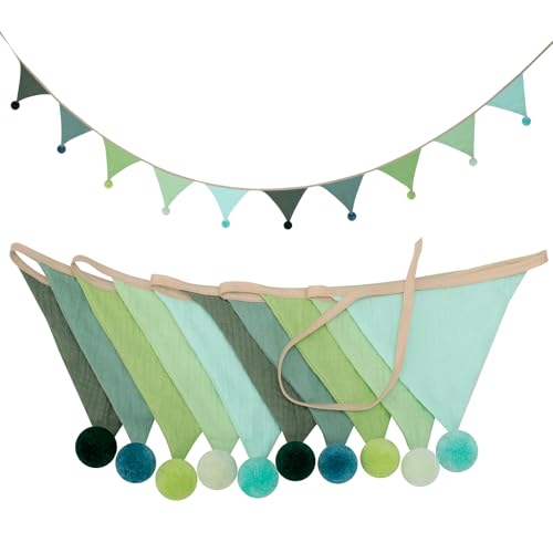 Cozary Banderines de Fiesta, banderines Tela, Decoración para Habitación de Niños y Niñas Guirnaldas de Tela de Algodón Lavable, Cuna Triángulo Colorido Bandera Decoración