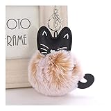 Stil: TRENDY LUOSI Keychain Pompon Schlüsselanhänger Fluffy Artificial Kaninchen-Pelz-Kugel-Schlüsselanhänger Frauen-Beutel-Auto-Charme-Anhänger Pom Pom-Halter (Color : Yellow cat)