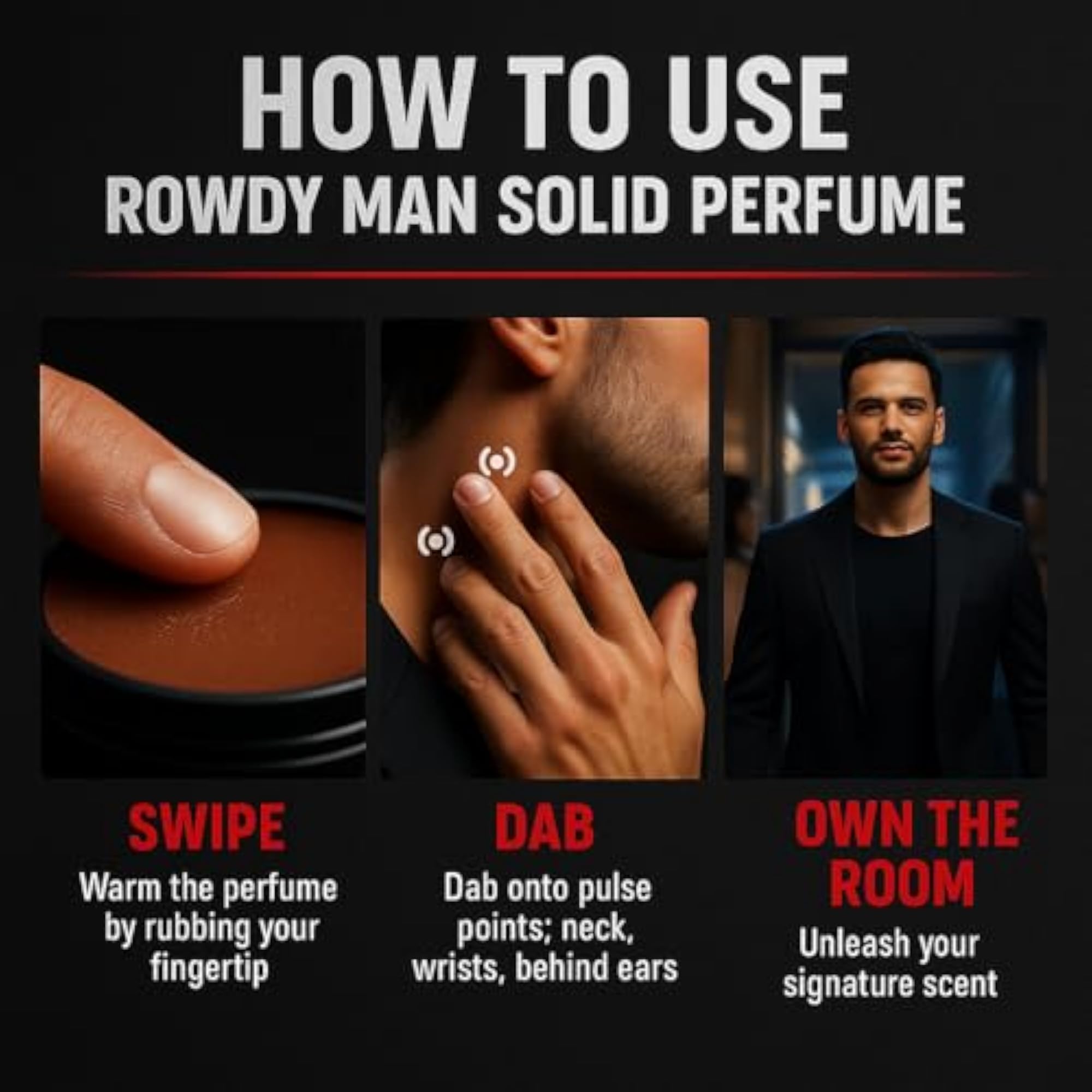 Rowdy Man Solid Perfume for Men, Long Lasting Bold Fragrance