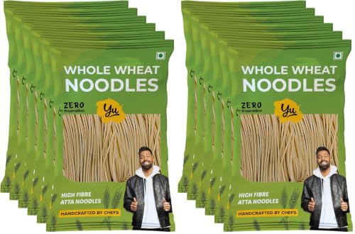 Image of Yu Foodlabs Whole Wheat Noodles - 100% Atta & Zero Maida - Easy To Digest Healthy Noodles - No Preservatives & 100% Natural Ingredients - Just Boil - Ready In 5 Mins - 900gm (150gm x 6) (Pack of 2)