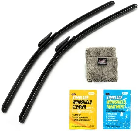 Kimblade Nano Wiper Blades, Windshield, 3rd Generation, 26"+20" All-season, Set of 2 & Cleaning Package, Water Repellent, 100% Silicone, Hook/I&L/PTB, Uniform Pressure, Long-lasting, Silent & Quiet