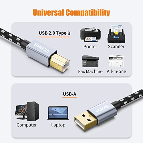 Printer Cable 5m - VCZHS USB Printer Cable Compatible with Epson Dell Canon HP - Image 3