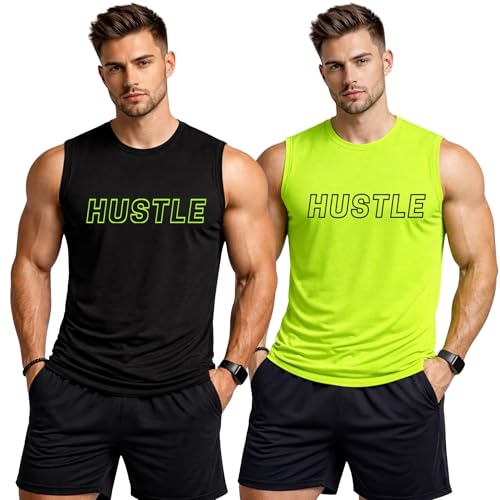 Image of 3Colours RGB Men's Active Wear Sleeveless Tank top, Gym Vest, Leisure wear CCUT Hustle