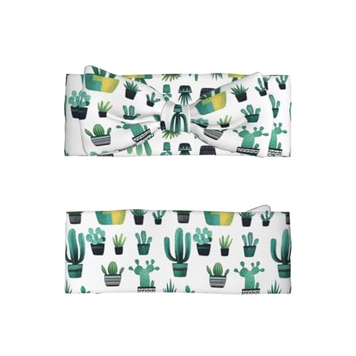 Succulent Cactus Plant Print Baby Girl Bows Headbands Baby Girls Newborn Headbands Infant Toddlers 0-6 Months2