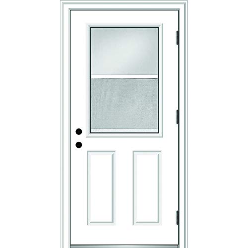National Door Company ZZ364692L Steel, Primed, Left Hand Outswing, Prehung Door, 1/2 Lite