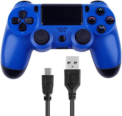 Wireless Controllers for PS4 Playstation 4 Dual Shock,V2 Bluetooth Remote Joystick Gamepad for PC PS Pro Android TV with USB Charge Cable(Blue)