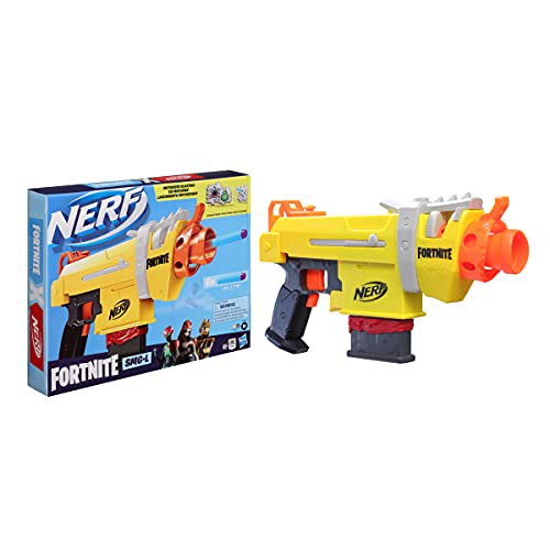 Image of Nerf Fortnite SMG-L Motorised Dart Blaster - Includes 3 Targets - Comes with 6-Dart Clip and 6 Official Nerf Elite Darts, Multicolor (E8890)