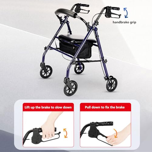 Déambulateur à 4 roues avec siège pliable et déambulateur roulant