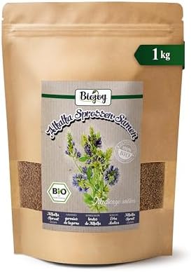 Biojoy Semillas de Alfalfa Orgánicas (1 kg), crudas y enteras, si...