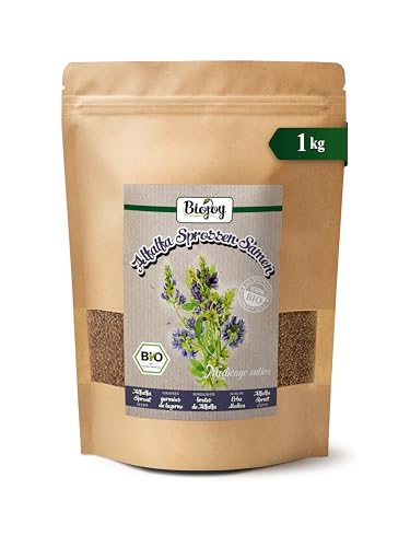 Biojoy Semillas de Alfalfa Orgánicas (1 kg), crudas y enteras, sin aditivos