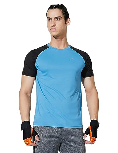 Amazon Brand – Symbol Men Polyester Color Block Regular T-Shirt Slate Blue XL
