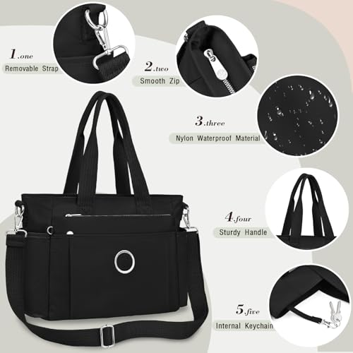 Large Tote Bag for Women, Waterproof Nylon Crossbody Tote Bag Shoulder Bag Carry On Bags for Travel Work Gym4