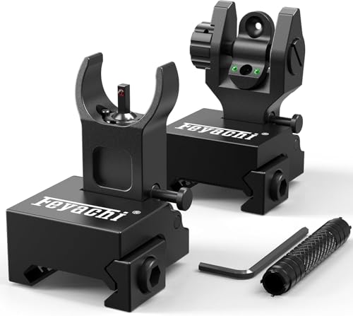 Feyachi S27 Flip Up Sights - Fiber Optic Iron with Red and Green Dot Backup Sight Set for Picatinny Rail