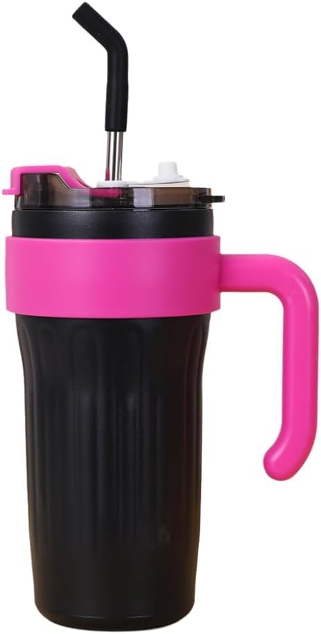 Copo Térmico ZXJ 800ml com Alça e Canudo em Inox Cor Preto 4