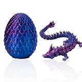 EAVUYIS Dragon et œuf imprimés en 3D, 22CM Jouet Fidget, Dragon de Cristal Articulé avec Œuf, Oeuf de paques, Décoration Automobile, de Bureau et de Maison
