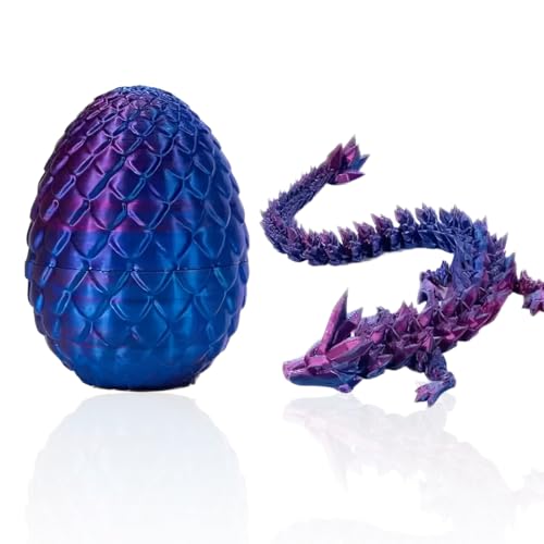 EAVUYIS Dragon et œuf imprimés en 3D, 22CM Jouet Fidget, Dragon de Cristal Articulé avec Œuf, Oeuf de paques, Décoration Automobile, de Bureau et de Maison