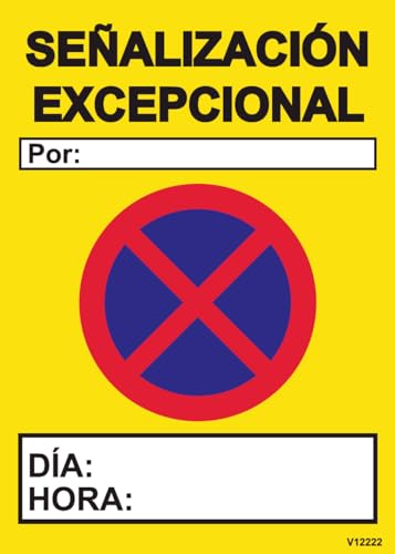 IberNorma V12222 - Señalización Excepcional Prohibido aparcar y parar R307 PVC 0,7mm 50x70cm